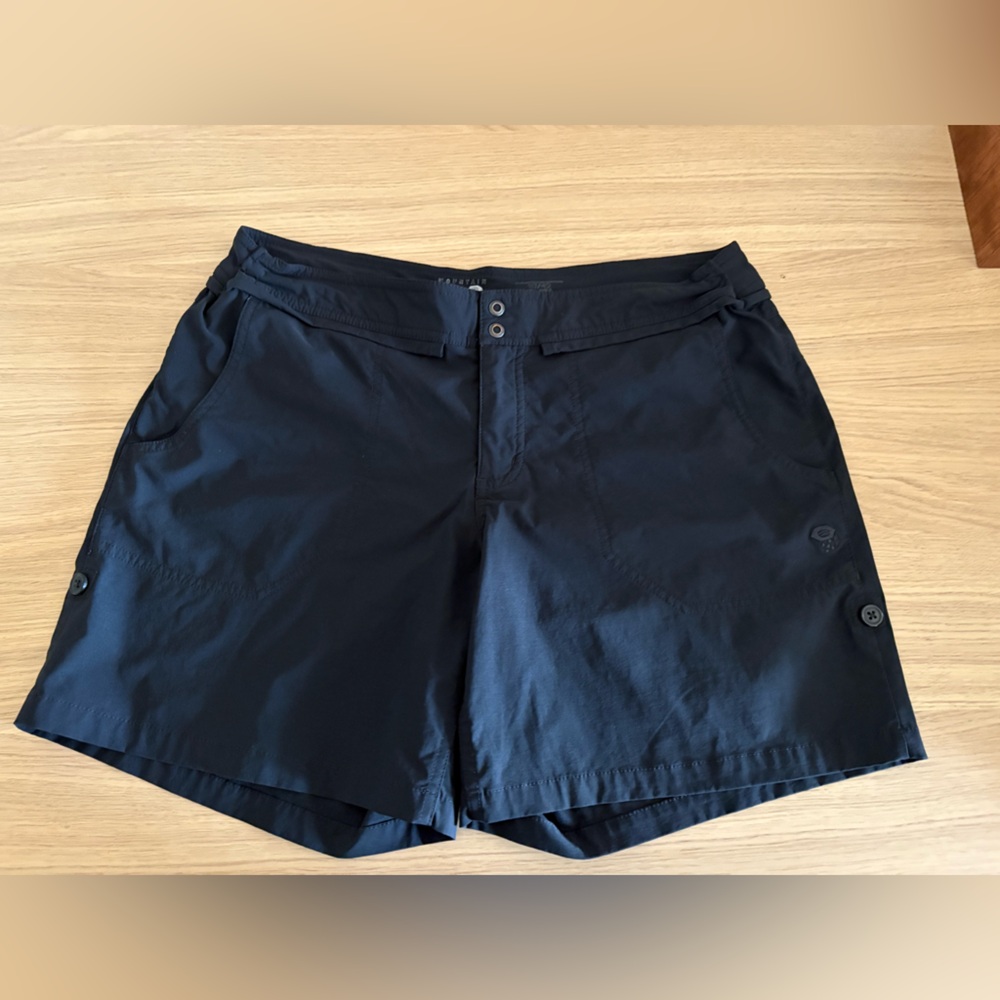 Women’s Black Athletic Shorts with Button Tab Detail